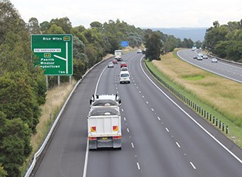 The fatal stretch of Sydney motorway where a cyclist was killed by a truck and dog.