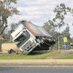 The truck which rolled over near Goondiwindi is righted.